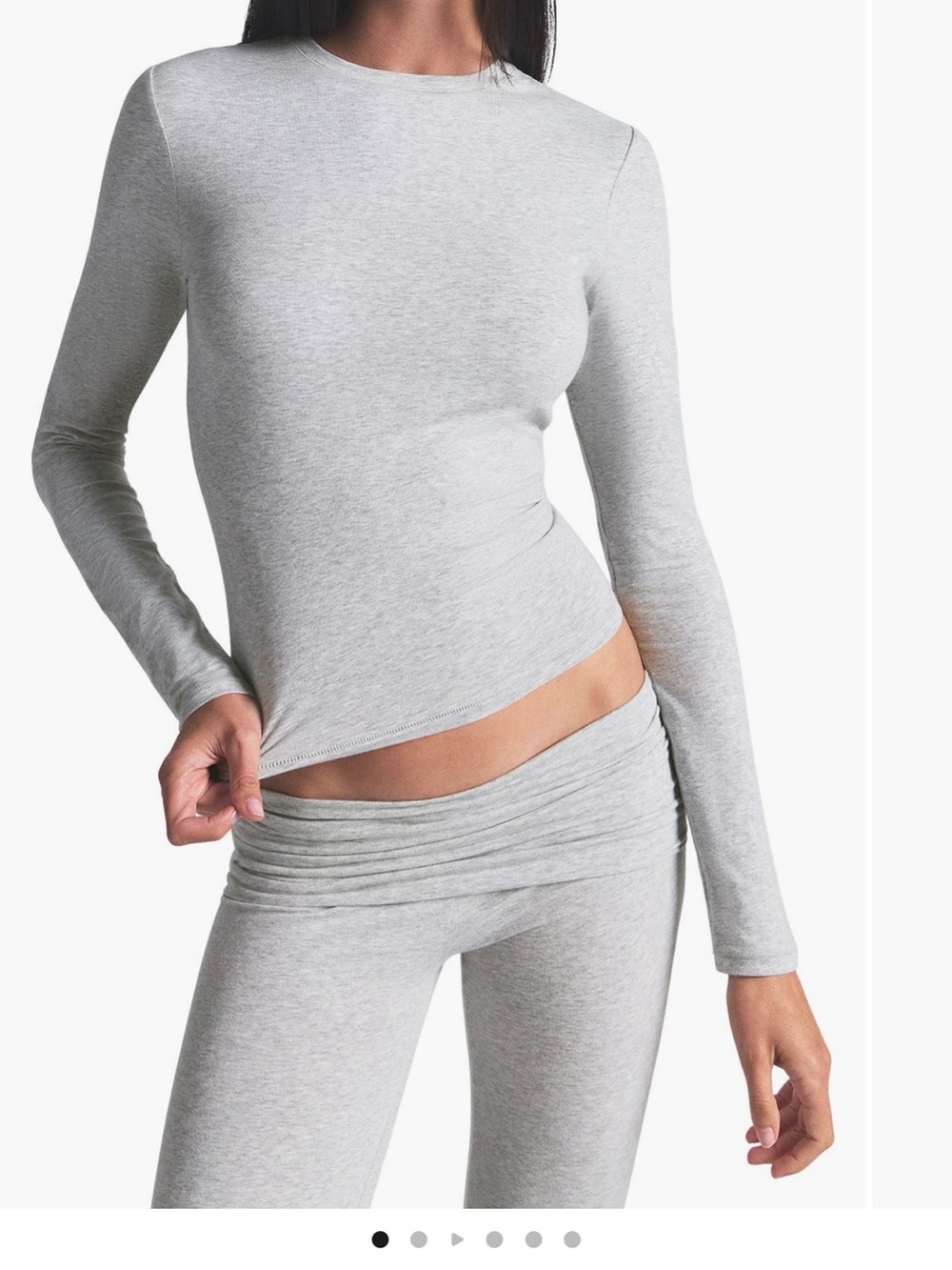 SKIMS Long Sleeve Crewneck Top in Heather Gray XXS - Picture 3 of 6